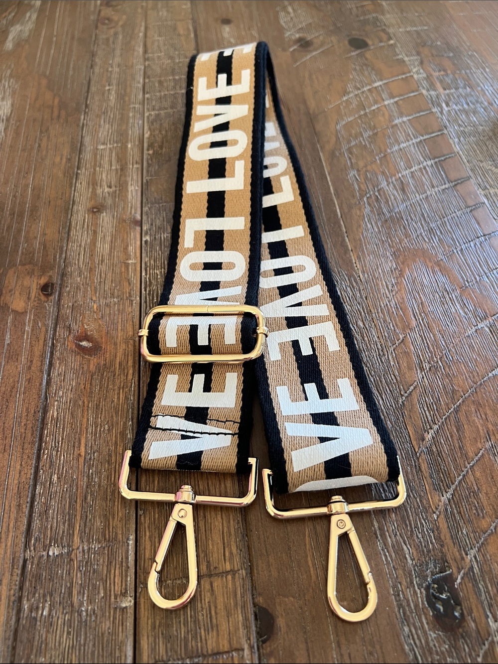 Love Branded Tan, Black & White Purse Adjustable Strap
